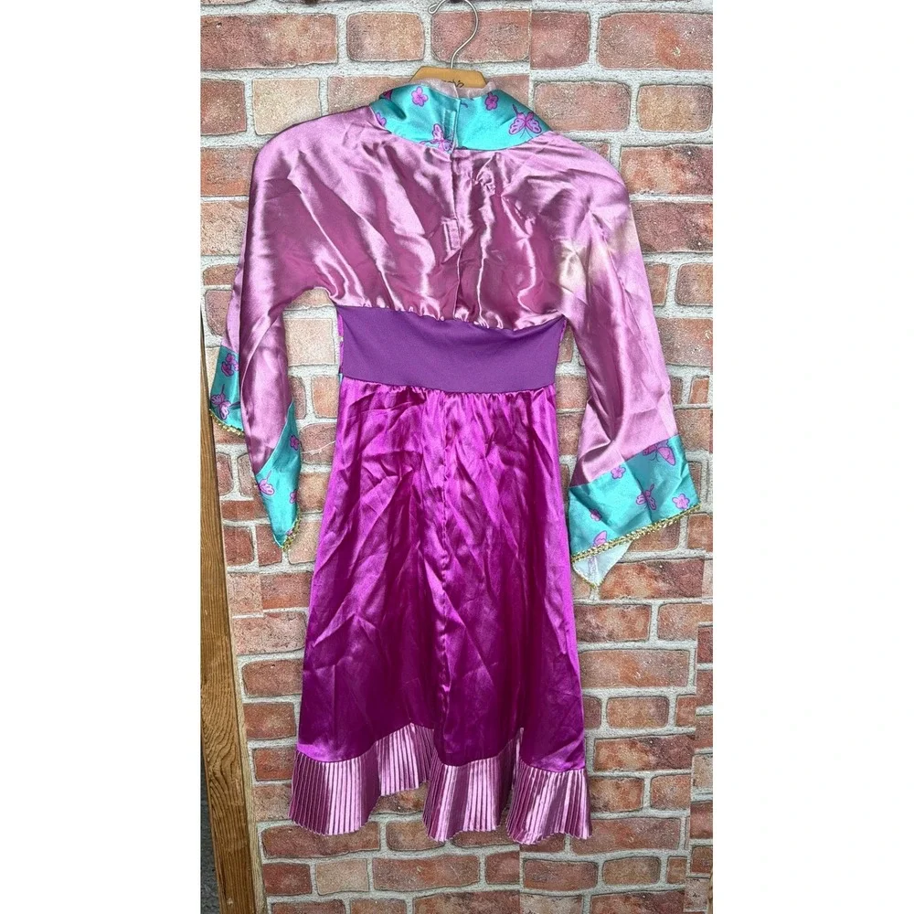 Disney Store Mulan Costume‎ Dress Kids 6/6X Purple Teal Butterfly Satin Dress Up
